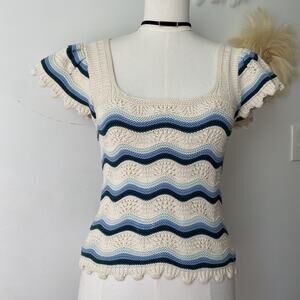 Jessica Simpson Womens Crochet Top Size S 70s Inspired Boho Festival Soft Girl
